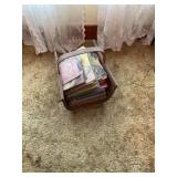 Woven basket with vintage books
