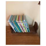 Dr. Seuss books/ disney with wooden bookshelf