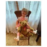 Old wooden chair and signature collection bear