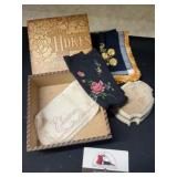 Hankies, Celluloid box and misc