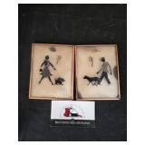 Vintage Framed Dog Walking Silhouette Bubble