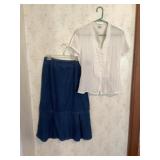 White blouse size 10 and jean skirt size 11/12