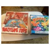 Battling tops and hungry hippos