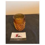 Amber glass hobnail cup