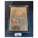 Framed Girl with her Chickens Print
