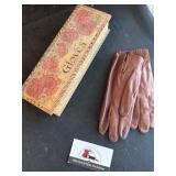 Vintage gloves in wooden box
