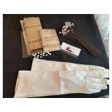 Vintage gloves and bonnet pins