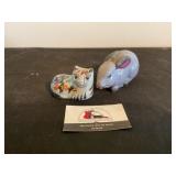 Stoneware rabbit and cat