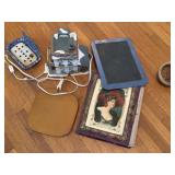 Enamel tray, vintage photo album and Misc
