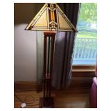Floor lamp with stained glass shade