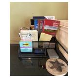 Post-it notes, birdwatching guides, miscellaneous