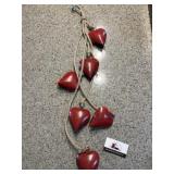 Metal hearts wind chime