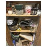 Baking dishes and misc shelf contents