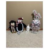 Penguin and rabbit decor