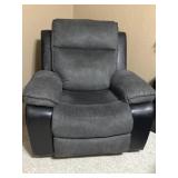 Recliner - gray microfiber with black leather like