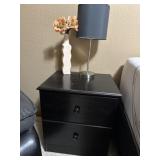 Bed side drawers, lamp, vase
