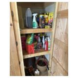 Planter, car, cleaning supplies, and