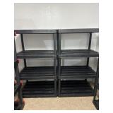 Black heavy plastic shelving units