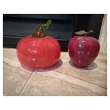 Glass pumpkin and apple