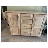 Wooden kitchen island on wheels