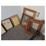 Vintage wall hangings and lamp and picture frames