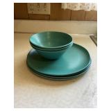 Blue plastic tableware