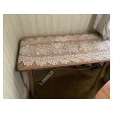 Small wood table and flower decor