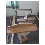 Vintage wooden stands and wooden shelves