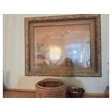 Wall hanging with metal and woven basket