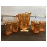 Carnival Glass Pitcher and Cups