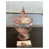 Pink Depression Glass Candy Jar