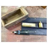 Calligraphy pen, perfume bottle misc
