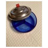 Blue divided dish with lid