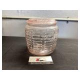 Pink Depression Glass Candy Jar