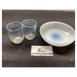 Corning/ corelle snowflake blue Juice glasses a