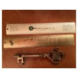 Vintage advertising rulers and thermometer