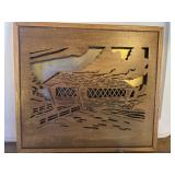 Metal wood Covered Bridge Art