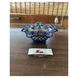 Carnival glass ruffle edge bowl