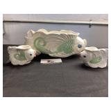 Ceramic Fish Planter and Candle Holders