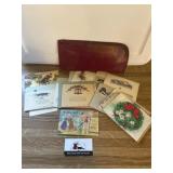 Perry Bank Bag and Misc vintage cards