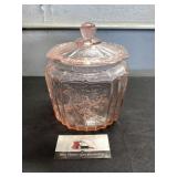 Pink Depression Glass Candy Jar
