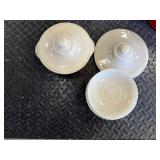 Fire king covered dish and plates