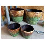 Four stoneware pots
