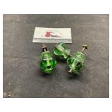 Green glass door pulls
