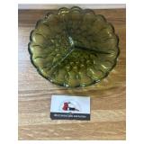 Green glass divided dish