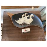 Hand painted goose wooden tray