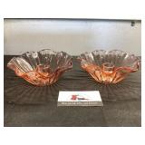 Pink Depression Glass Candle Holders