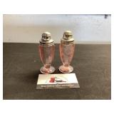 Pink Depression Glass Slat and Pepper Shakers