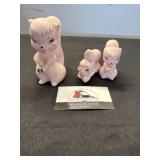 Vintage pink squirrel figurines