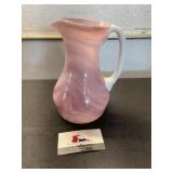 Pink swirl glass pitcher